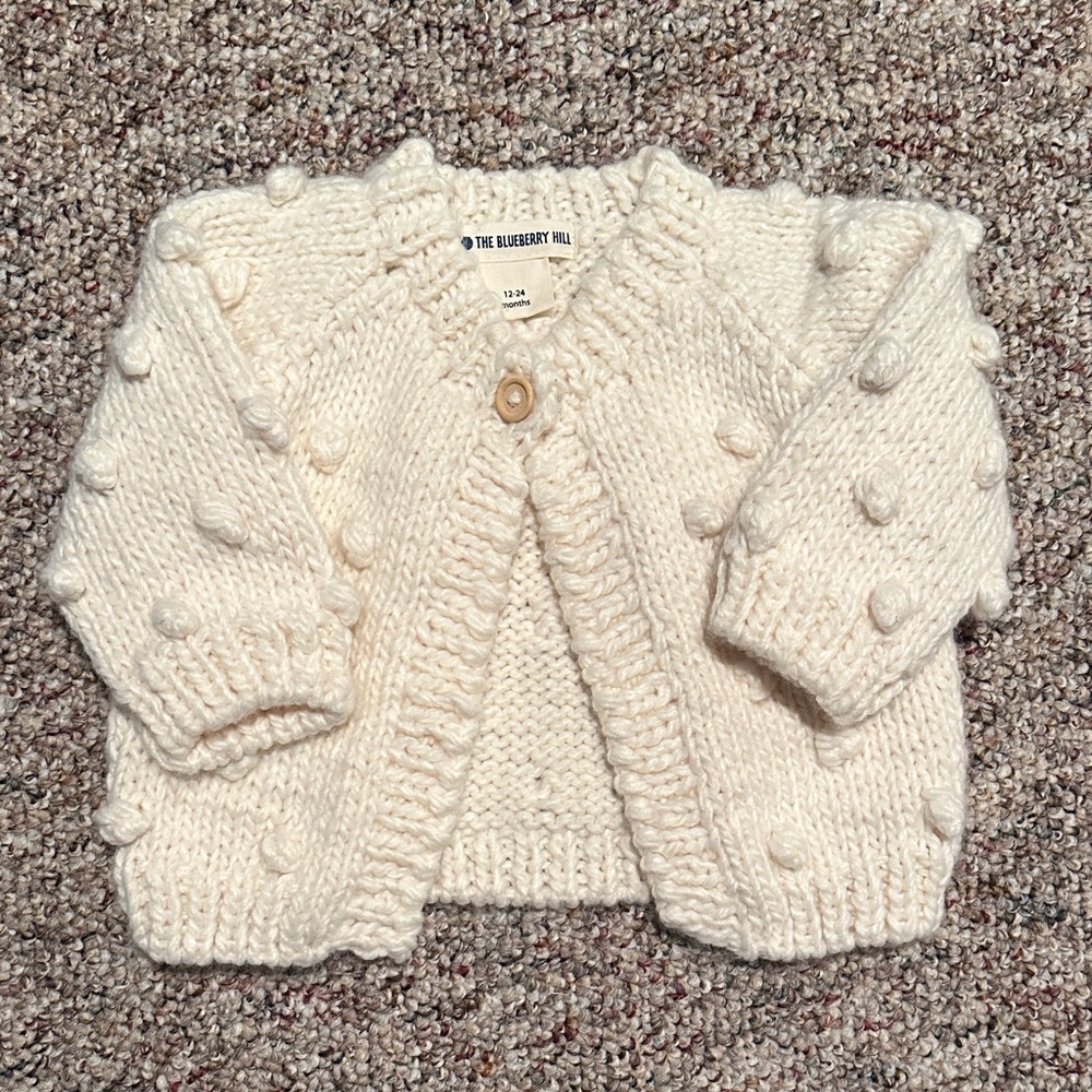 The Blueberry Hill Popcorn Cardigan, Cream
